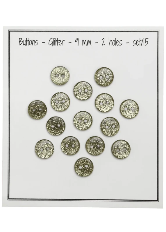 Go Handmade Glitter-napit 9 mm Vihreä