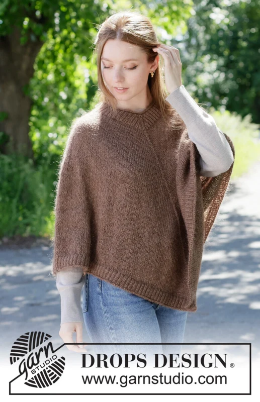Forest Fall Poncho – DROPS 272-19, ruskea poncho (2)