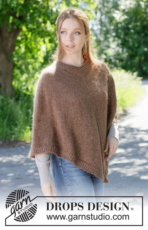 Forest Fall Poncho – DROPS 272-19, ruskea poncho (3)