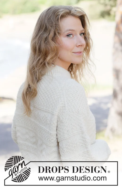 White Echo Sweater – DROPS 263-1, kohoneulepusero DROPS Lima -langasta, kuva 2