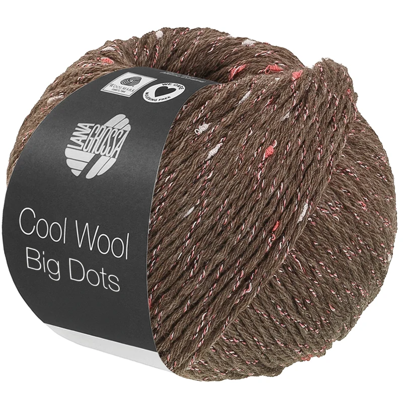 Lana Grossa Cool Wool Big Dots 111 Harmaanruskea