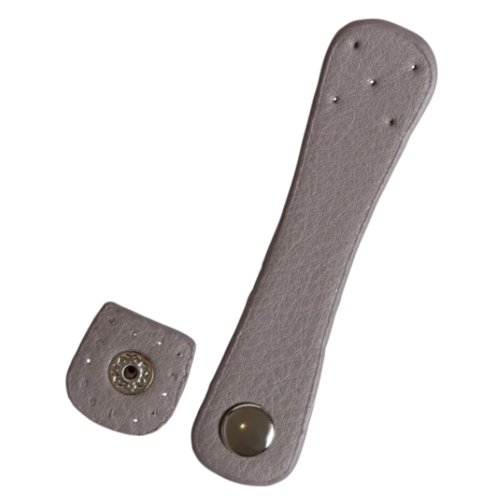 Go Handmade Laukkuremmi Hopeanvärisellä Painonapilla 2x11 cm Beige/Hopea