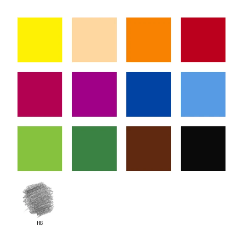 STAEDTLER Noris Club Värikynät + Lyijykynä & pyyhekumi, 12 + 2 kpl – Colours