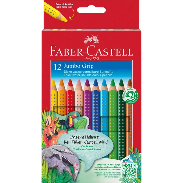 Faber-Castell Jumbo Grip akvarelli kolmio 12 kpl