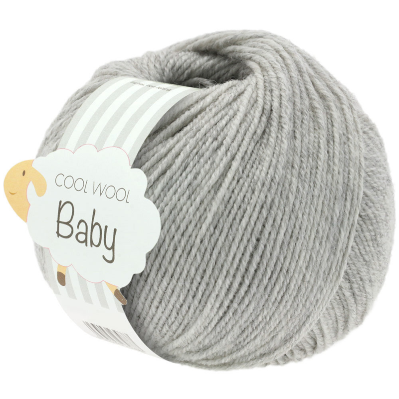 Lana Grossa Cool Wool Baby 206 Vaaleanharmaa meleerattu