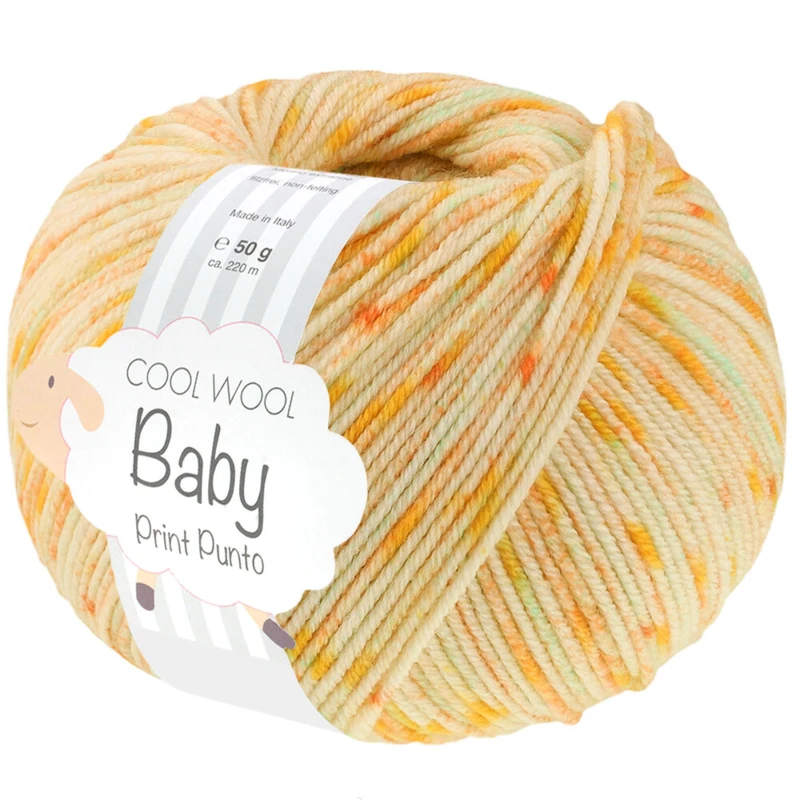 Lana Grossa Cool Wool Baby 374 Sitruksenkeltainen/Keltainen/Turkoosi/Keväänvihreä