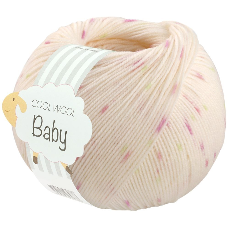 Lana Grossa Cool Wool Baby 367 Valkoinen/Pinkki/Kiwi