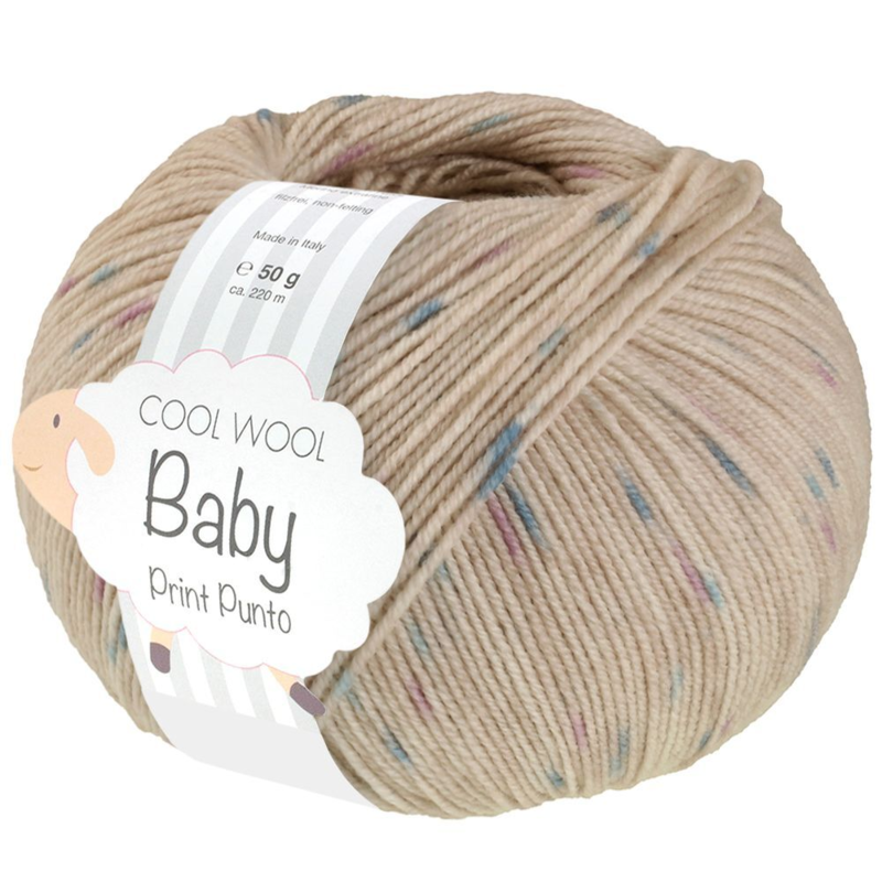 Lana Grossa Cool Wool Baby 371 Vaaleabeige/Turkoosi/Liila
