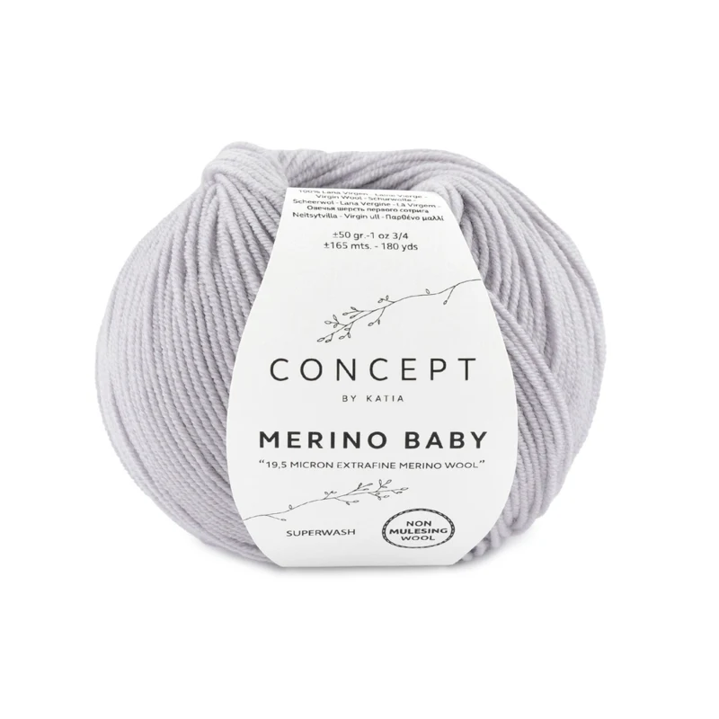 Katia Concept Merino Baby 055 Pearl vaaleanharmaa