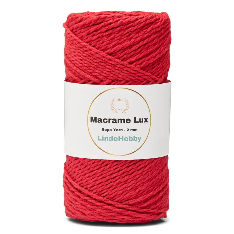 LindeHobby Macrame Lux, Rope Yarn, 2 mm 10 Punaine