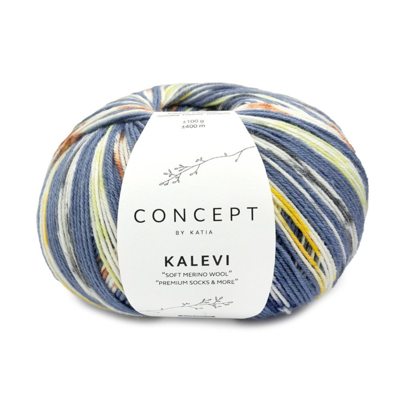 Katia Concept Kalevi Socks 202 Sininen-Vihreä-Okerinkeltainen