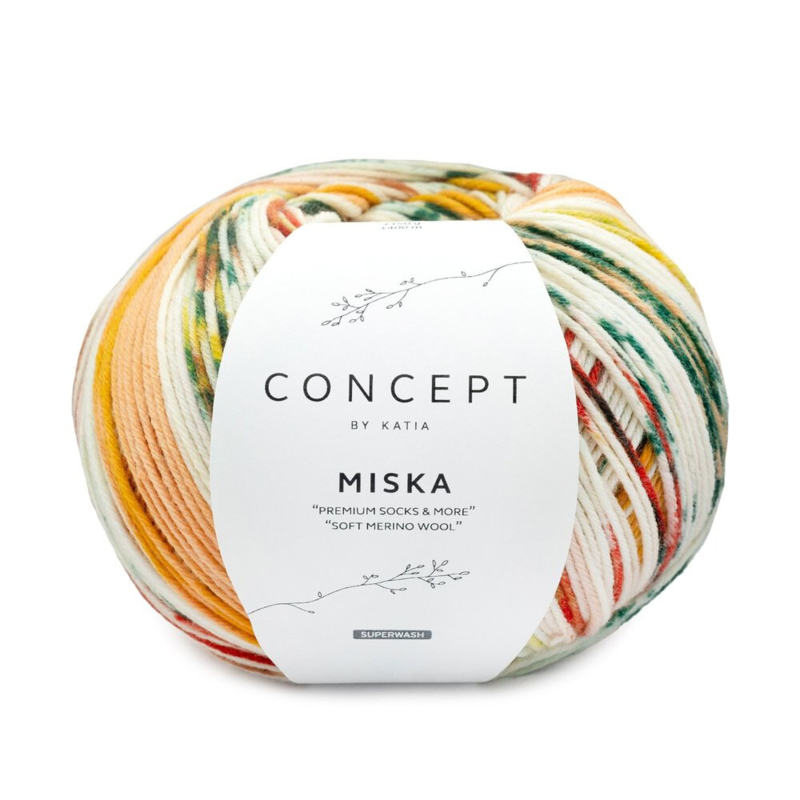 Katia Concept Miska Socks 101 Okra Keltainen-Pistaasi-Oranssi