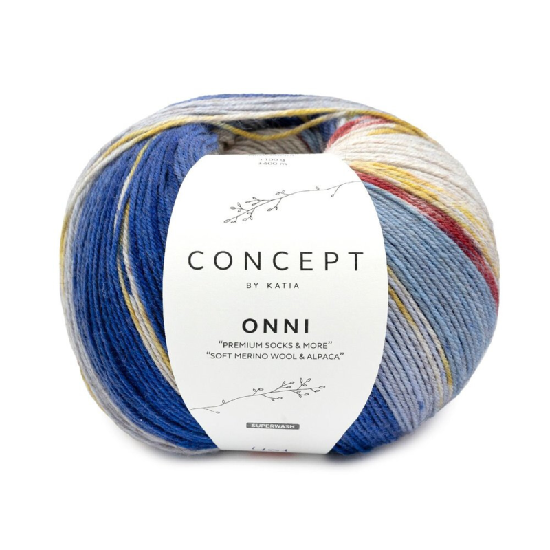 Katia Concept Onni Socks 401 Harmaa-Sininen-Burgundinpunainen