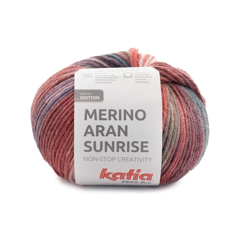 Katia Merino Aran Sunrise 309 Violetti-Vihreä-Punainen