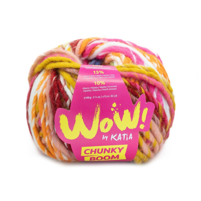 Katia Wow Chunky Boom 306 Fuksia-Oranssi-Vihreä-Keltainen-Sininen