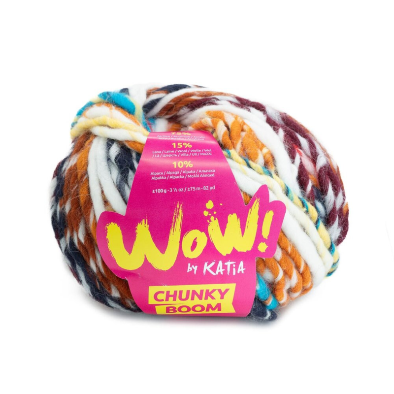 Katia Wow Chunky Boom 301 Karamelli-Ruskea-Sininen-Punainen