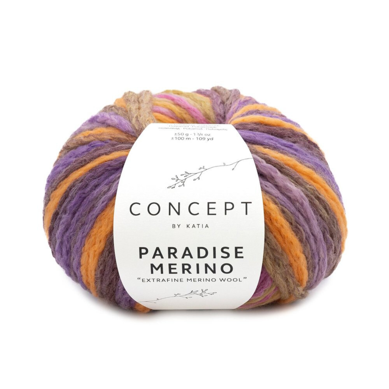 Katia Concept Paradise Merino 504 Vaaleanpunainen-Oranssi-Violetti-Okra