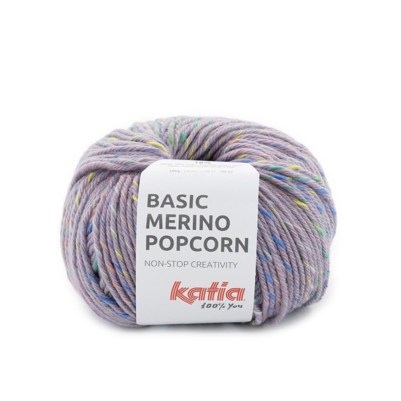 Katia Basic Merino Popcorn 201 Laventeli-monivärinen