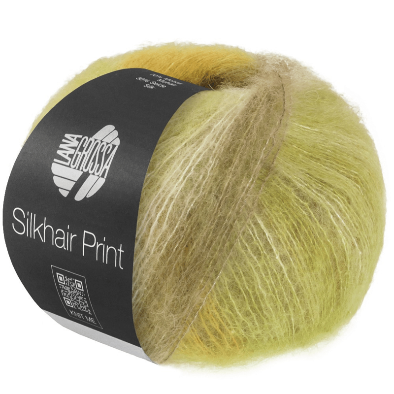 Lana Grossa Silkhair Print 433 Limetti/keltainen/taupe/vaalea beige