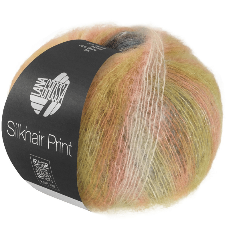 Lana Grossa Silkhair Print 440 Vanilja/kerma/oranssi/turkoosi/sinapinkeltainen/marja