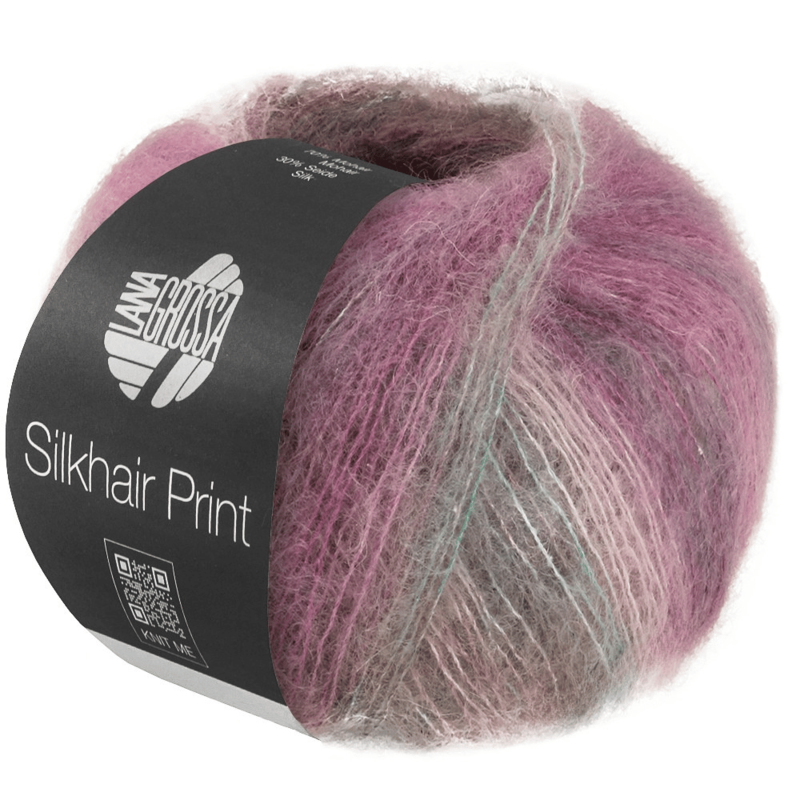 Lana Grossa Silkhair Print 436 Taupe/mintunvihreä/vaalea beige/syklaami/burgundi
