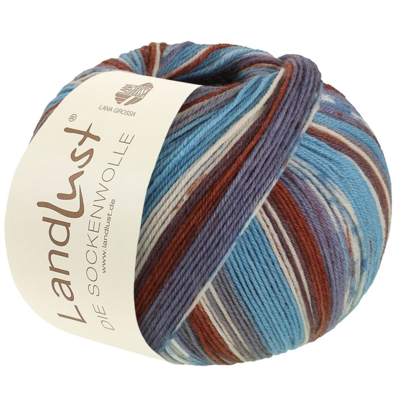 Lana Grossa Landlust Die Sockenwolle 719 Harmaa/Turkoosinsininen/Valkoinen/Tummanruskea/Peuranruskea