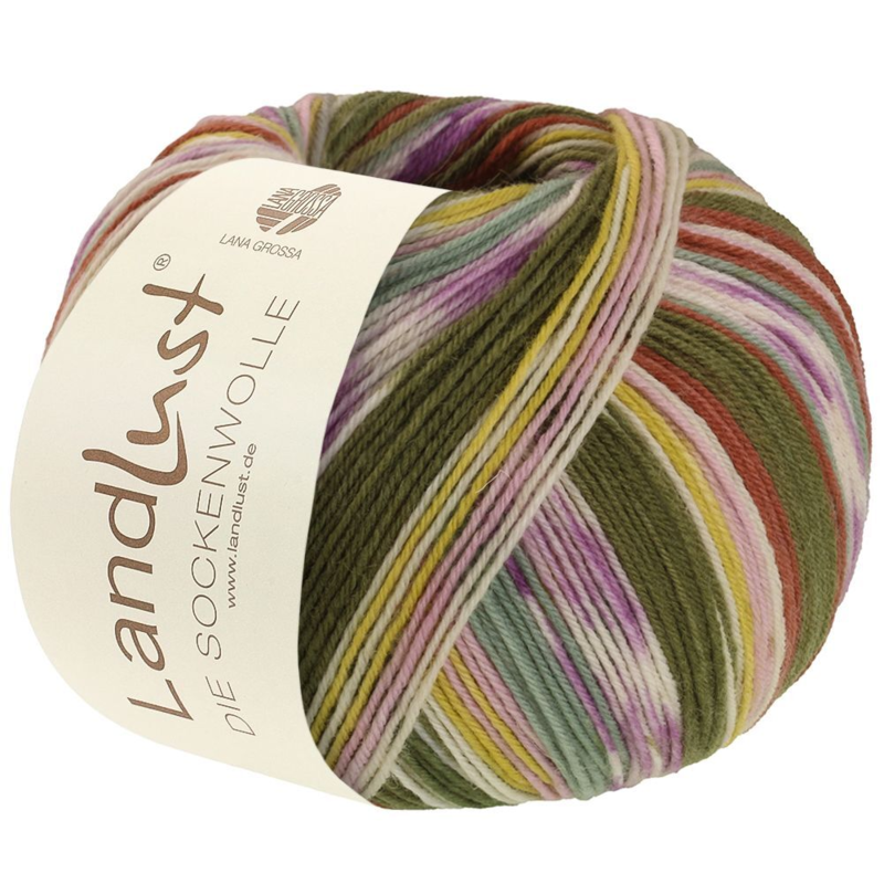 Lana Grossa Landlust Die Sockenwolle 716 Kanelinruskea/Vaaleanpunainen/Ecru/Oliivi/Keltainen/Mintunvihreä/Laventeli