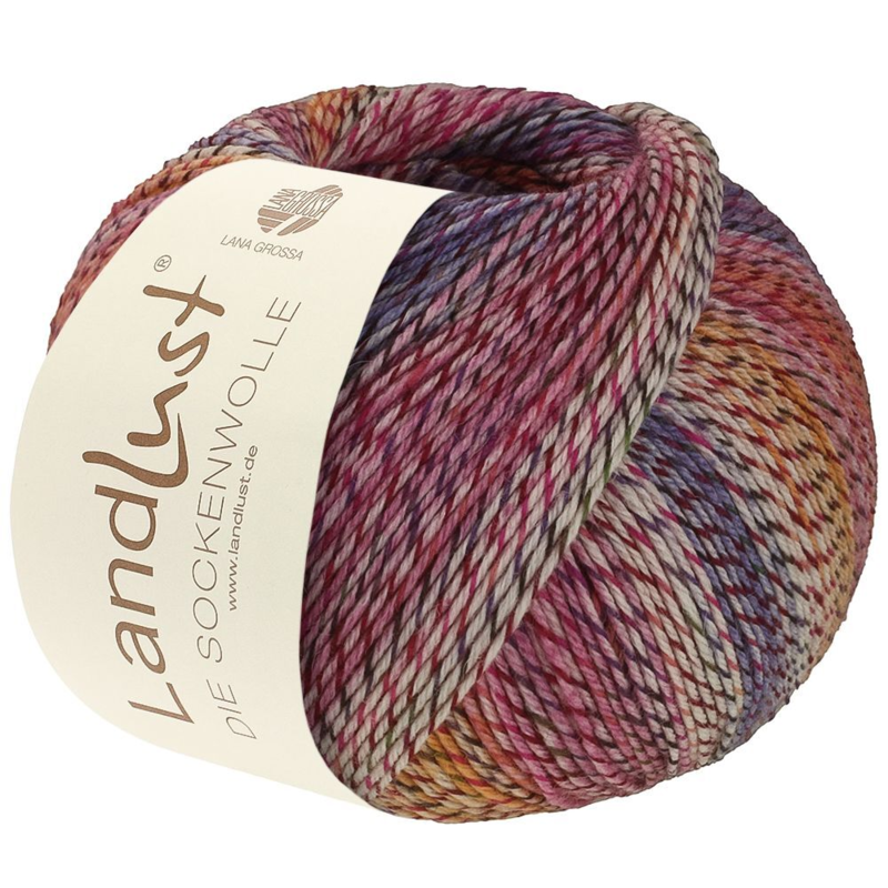 Lana Grossa Landlust Die Sockenwolle 219 Ecru/Bordeaux/Kirkas pinkki/Lila/Roosa/Kananmunankeltainen/Violettisininen