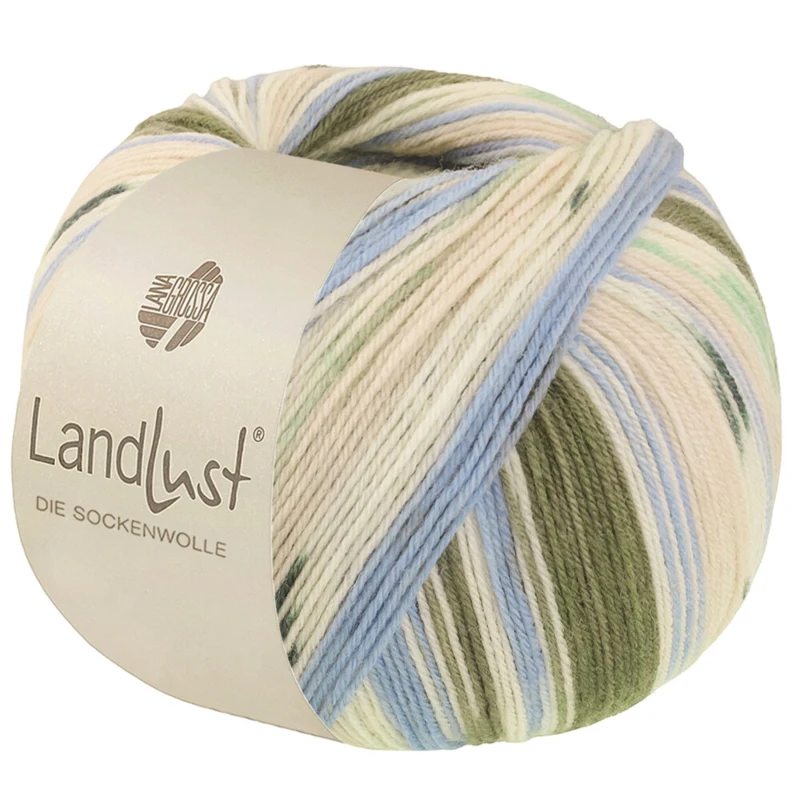 Lana Grossa Landlust Die Sockenwolle 722 Metsänvihreä/Ecru/Taivaansininen/Vaalea beige/Jade