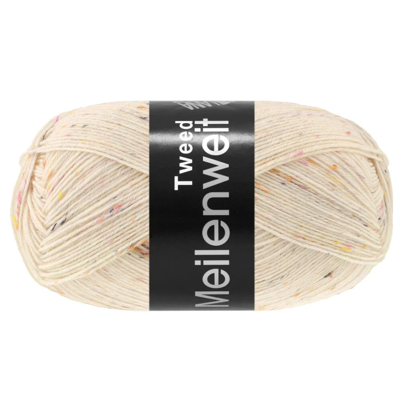 Lana Grossa Meilenweit 100 Tweed 185 Meleerattu kerma