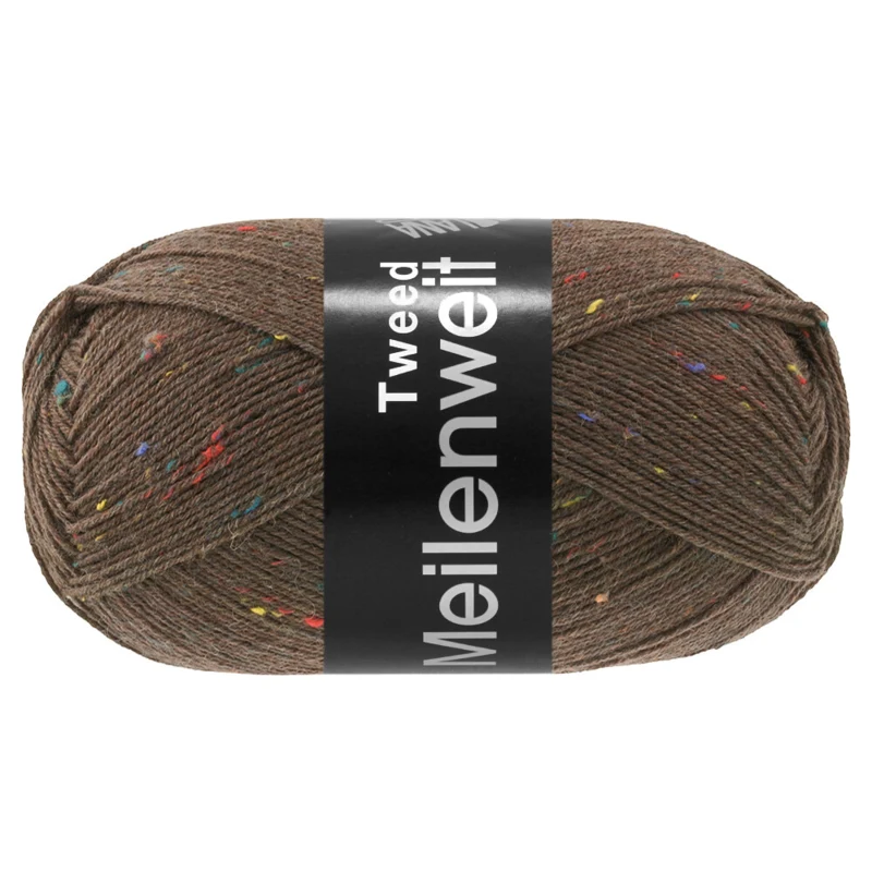 Lana Grossa Meilenweit 100 Tweed 184 Tummanruskea