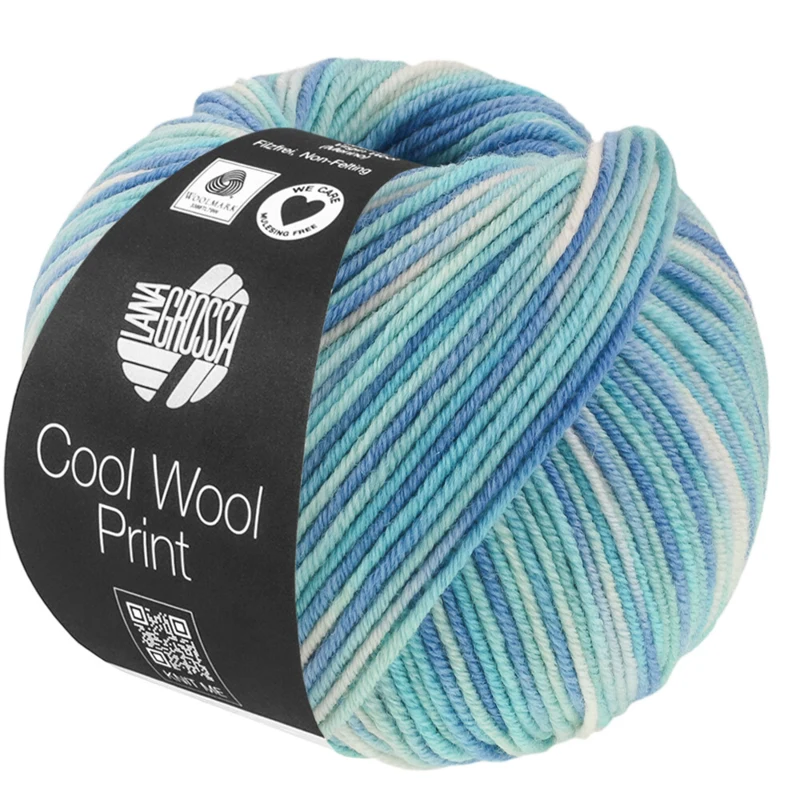 Lana Grossa Cool Wool Print 844 Turkoosi/Vaaleansininen/Azuurinsininen/Luonnonvalkoinen