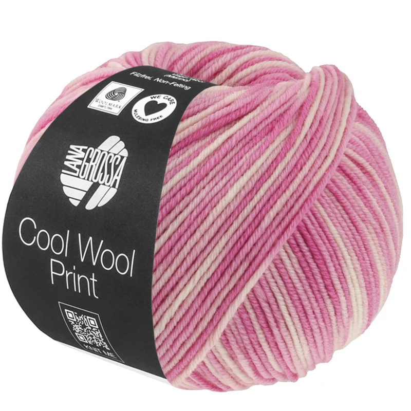 Lana Grossa Cool Wool Print 842 Roosa/Fuksia/Ecru