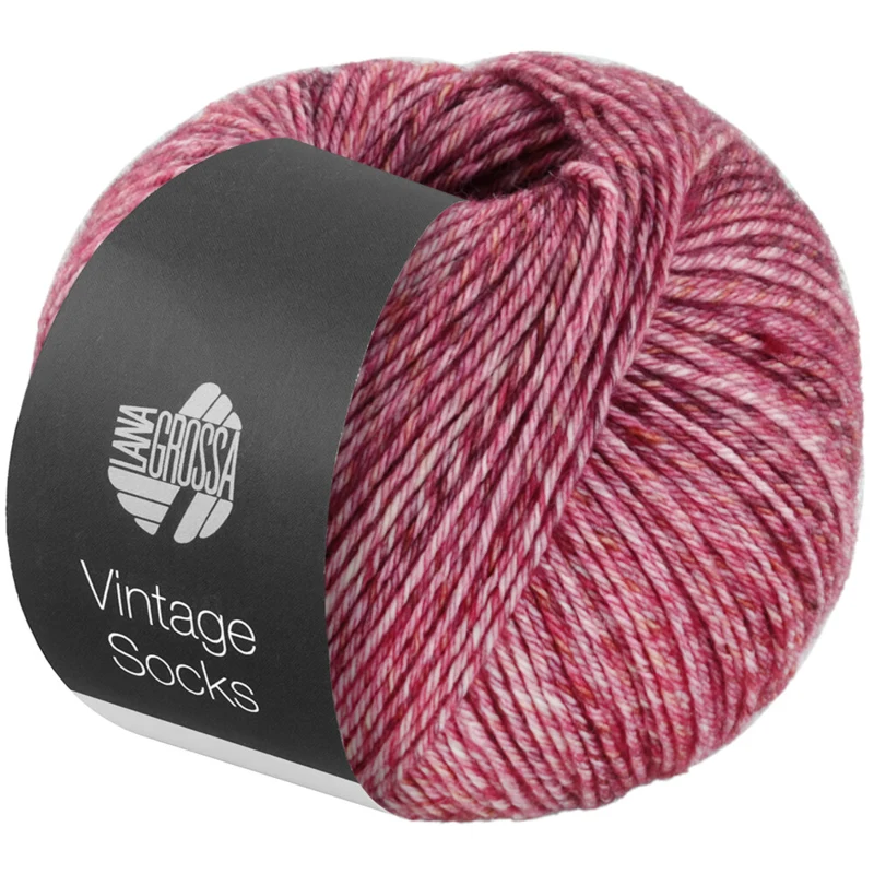 Lana Grossa Vintage Socks 1009 Vanha roosa/geraniuminpunainen/bordeaux meleerattu