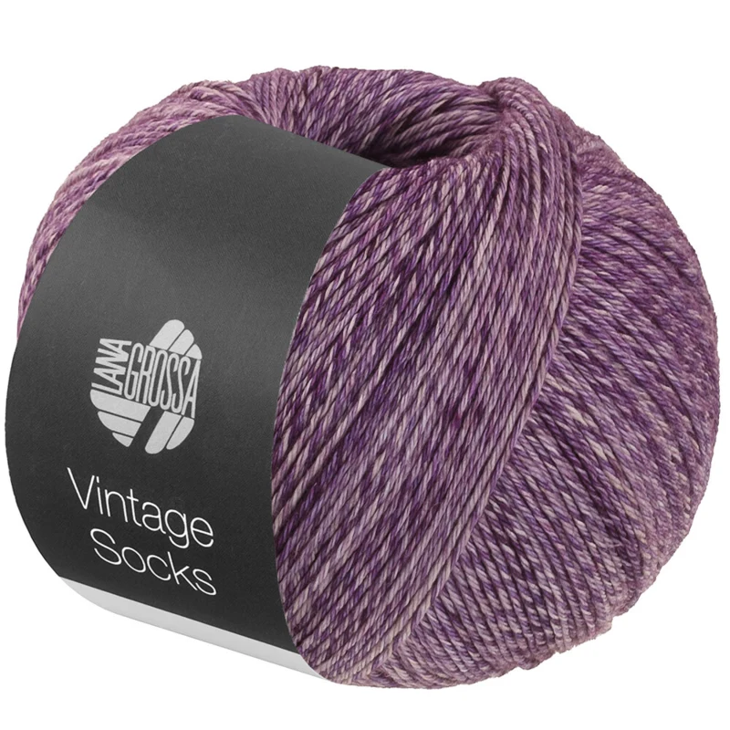 Lana Grossa Vintage Socks 1021 Tummanvioletti/luumu meleerattu