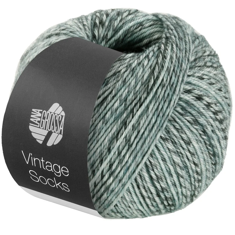 Lana Grossa Vintage Socks 1004 Vaaleanharmaa/keskiharmaa/tummanharmaa meleerattu