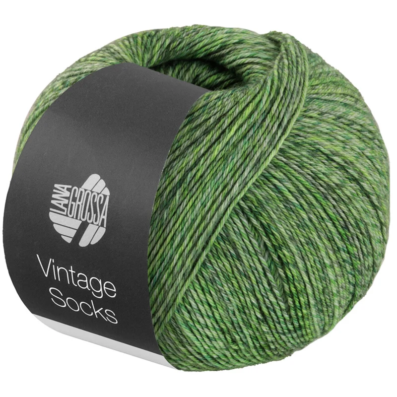 Lana Grossa Vintage Socks 1016 Vaalea-/sammal-/harmaanvihreämeleroitu