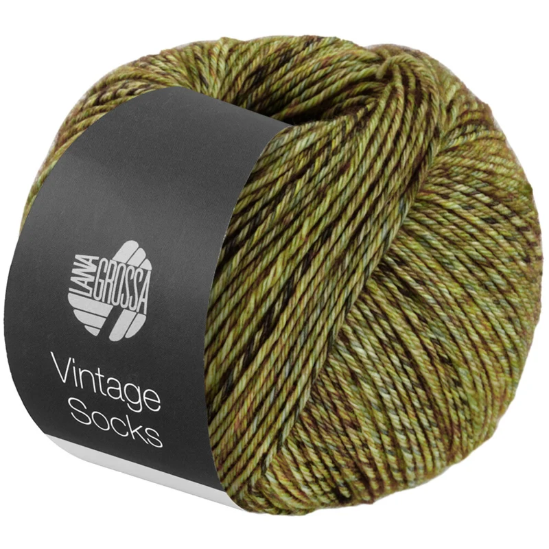 Lana Grossa Vintage Socks 1002 Toukokuun vihreä/omenanvihreä/tummanvihreä meleerattu