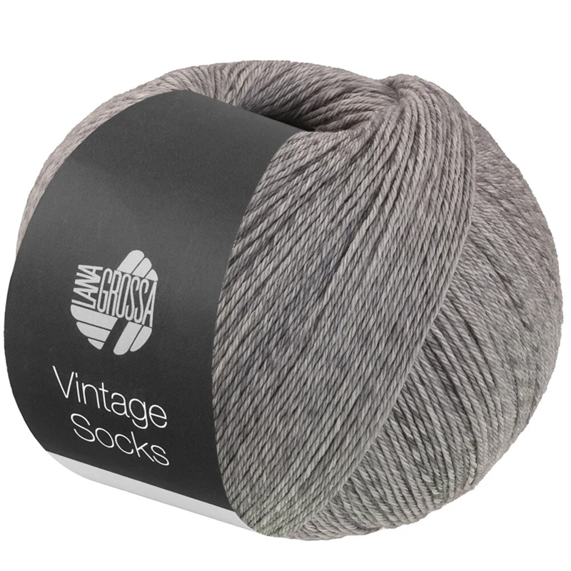Lana Grossa Vintage Socks 1020 Vaaleanharmaa/tummanharmaa meleerattu