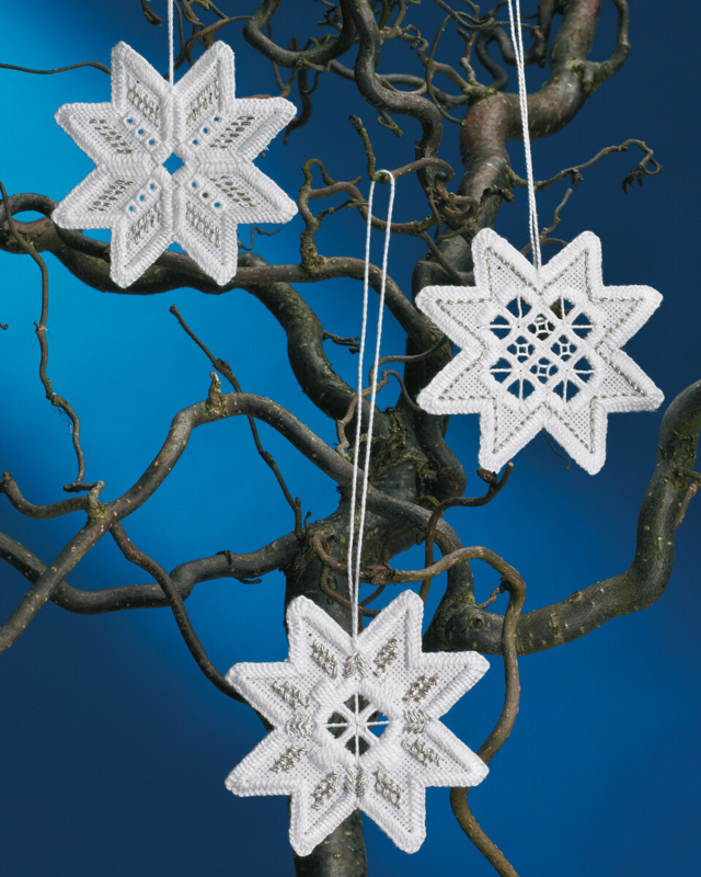 Kirjontasarja Joulutähdet 3 kpl 8 x 8 cm