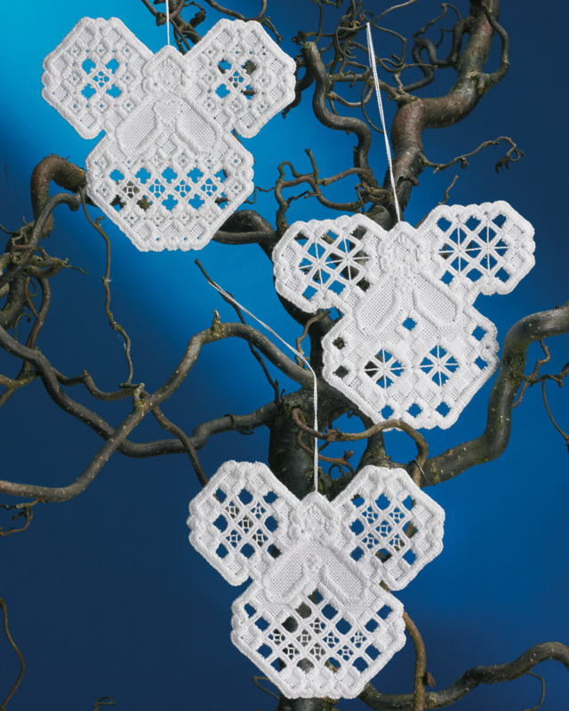 Kirjontapaketti Joulun enkelit hardanger 10 x 11 cm