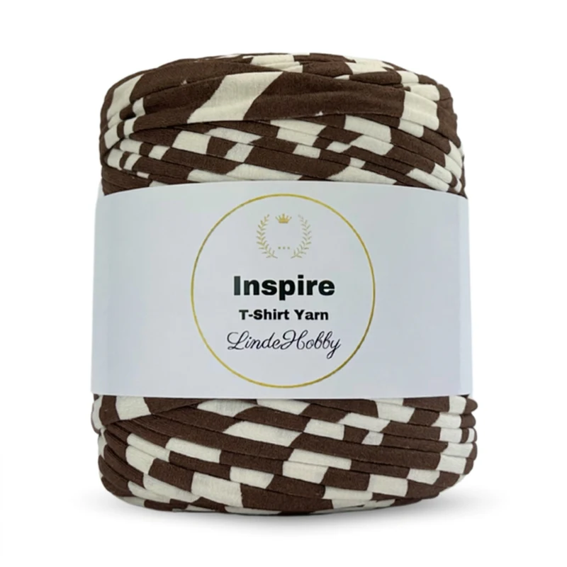 LindeHobby Inspire Print 50 Luonnonvalkoinen leveillä tummanruskeilla raidoilla