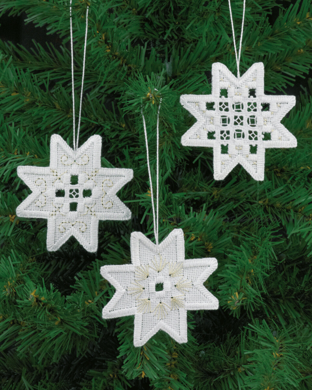 Kirjontapaketti Hardanger tähdet x3 7,5x7,5 cm