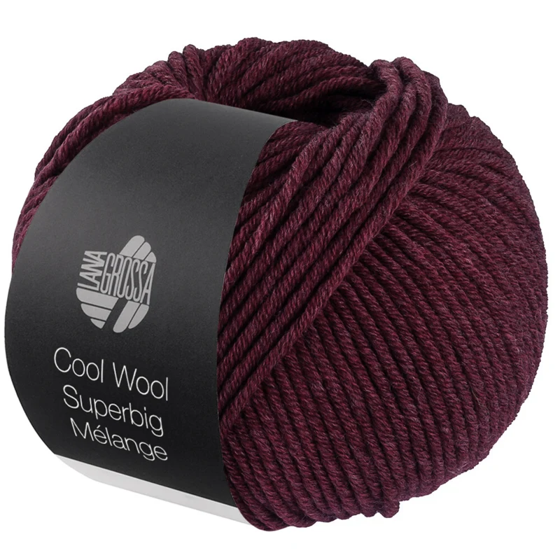 Lana Grossa Cool Wool Superbig 221 Mustanpunainen meleerattu
