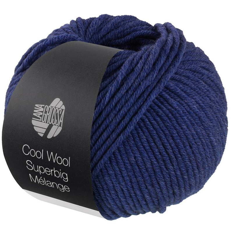Lana Grossa Cool Wool Superbig 208 Tummansininen meleerattu