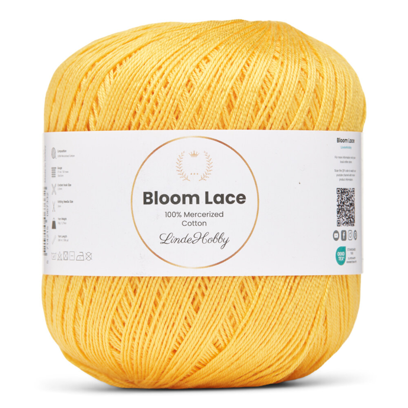 LindeHobby Bloom Lace Mercerized Cotton 22 Keltainen