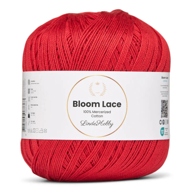 LindeHobby Bloom Lace Mercerized Cotton 25 Punainen