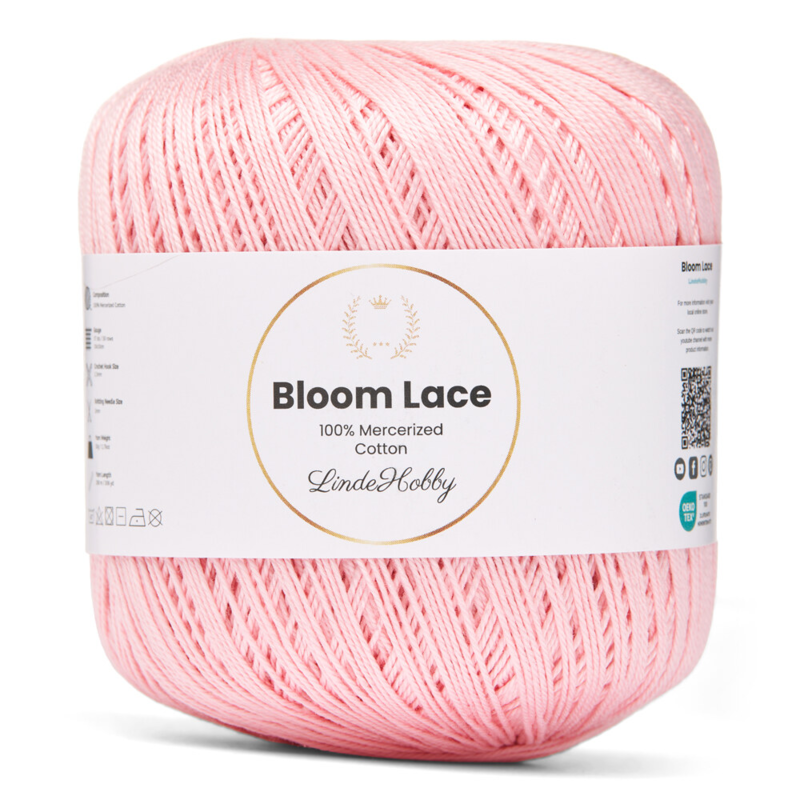LindeHobby Bloom Lace Mercerized Cotton 09 Vaaleanpunainen