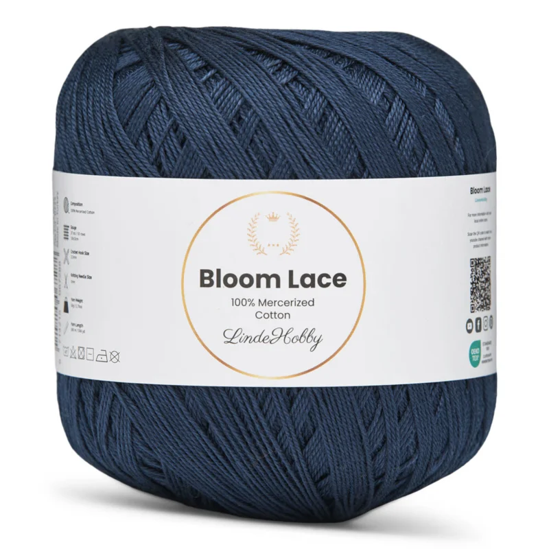 LindeHobby Bloom Lace Mercerized Cotton 17 Laivastonsininen