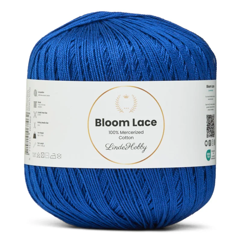 LindeHobby Bloom Lace Mercerized Cotton 35 Kuningas­sininen